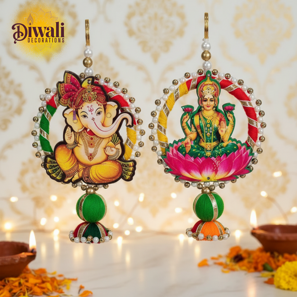 Ganesh Laxmi Hanging Toran for Diwali Pooja Room & Door Decoration (Set of 2)