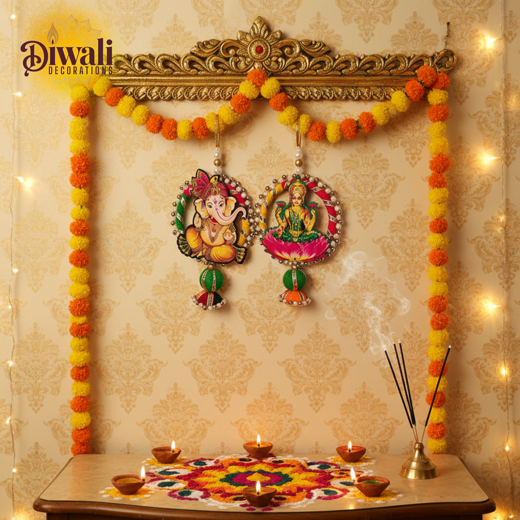 Ganesh Laxmi Hanging Toran for Diwali Pooja Room & Door Decoration (Set of 2)