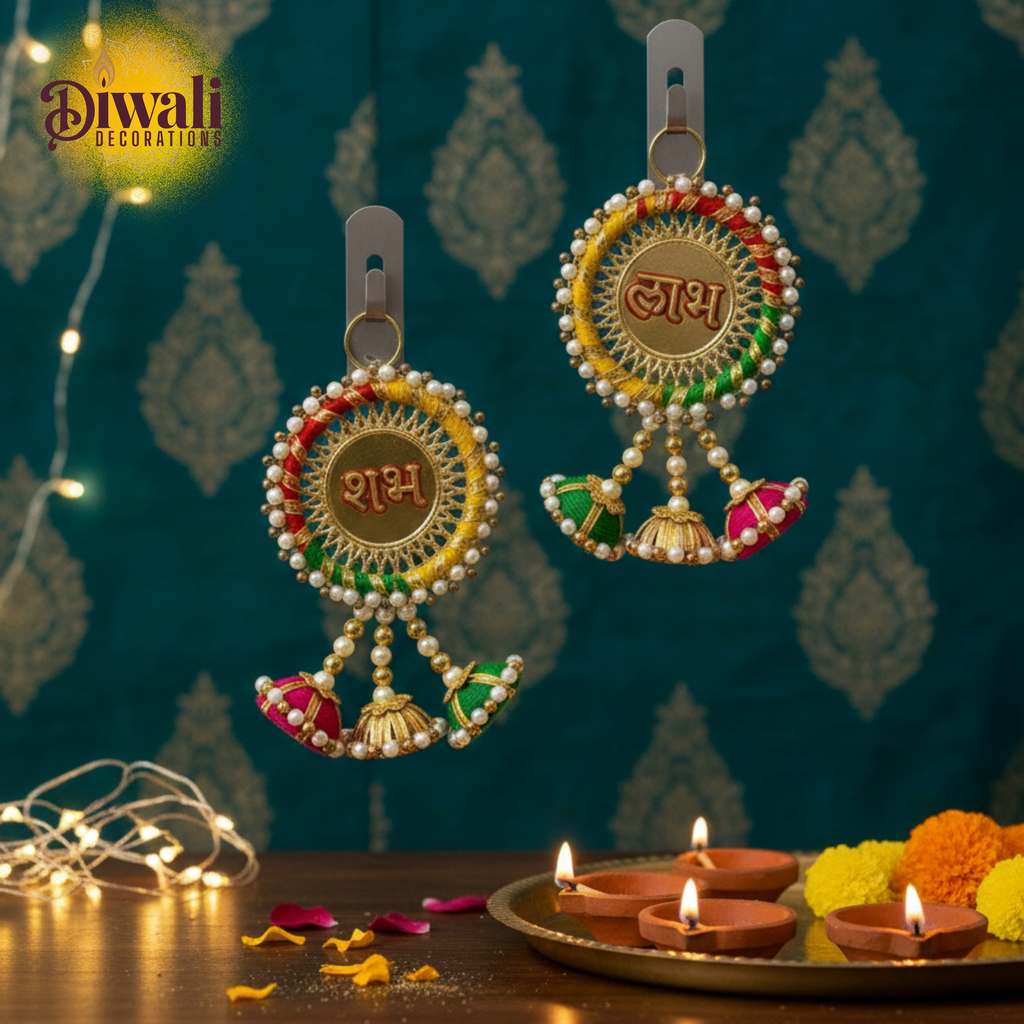 Multi Colour Shubh Labh Hanging Toran – Festive Home Decoration