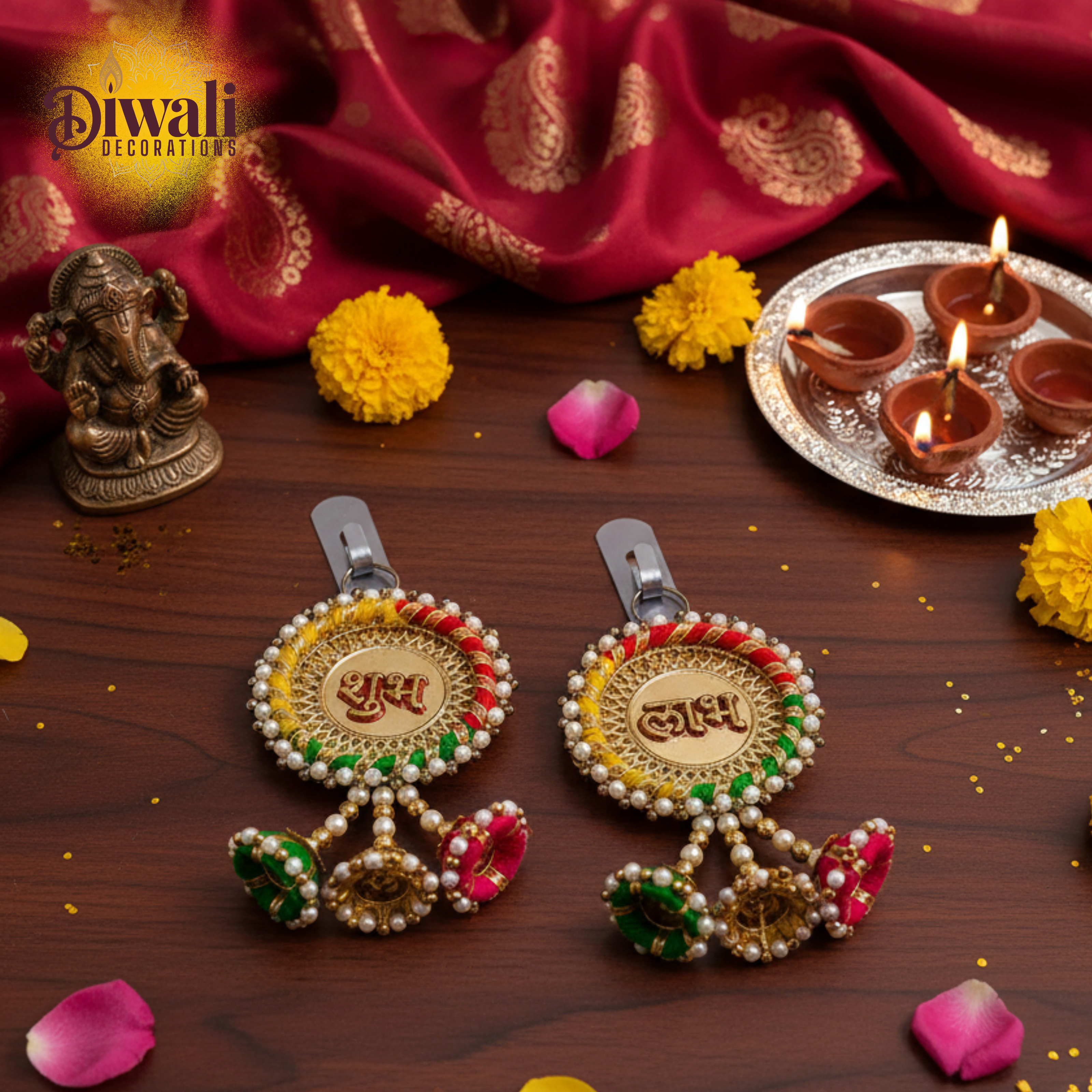 Multi Colour Shubh Labh Hanging Toran – Festive Home Decoration