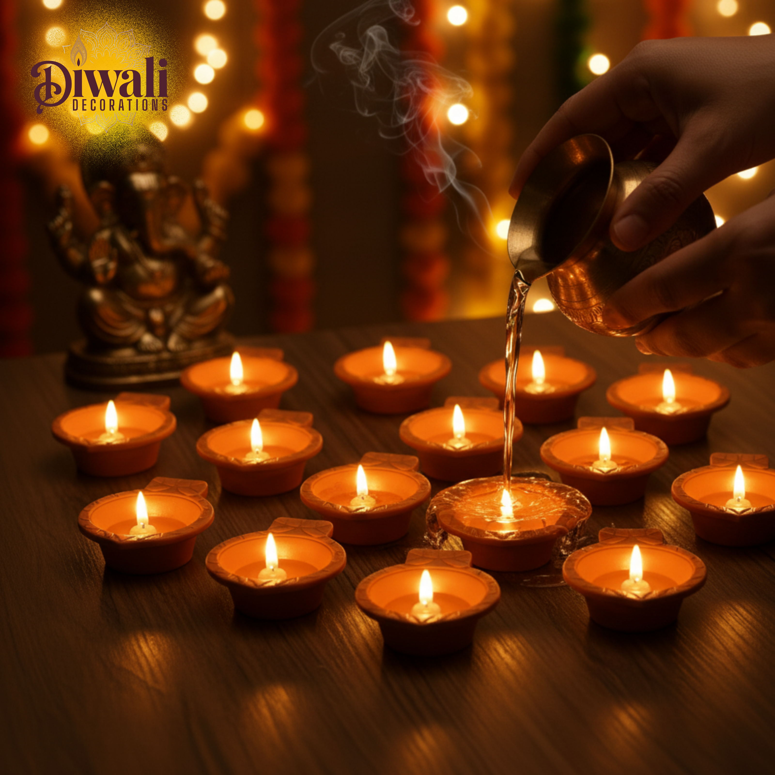 LED Water Sensor Diyas Pack of 12 – Flameless & Smokeless Eco-Friendly Diwali Lights