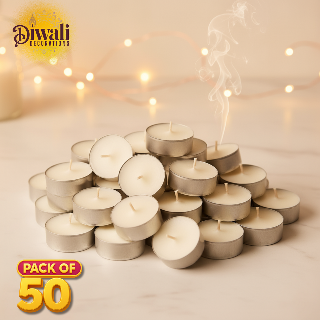 Pure Wax Unscented Tealight Candles – Pack of 50, Long Burning