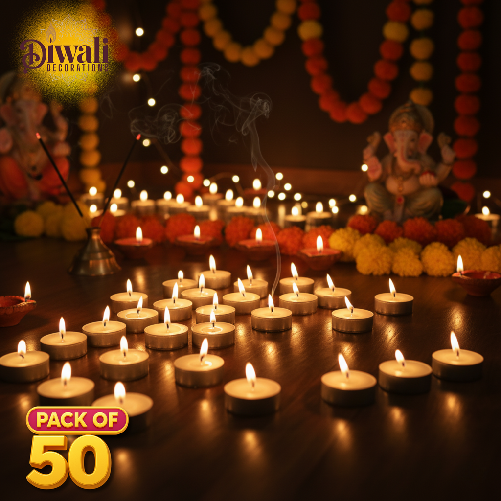 Pure Wax Unscented Tealight Candles – Pack of 50, Long Burning