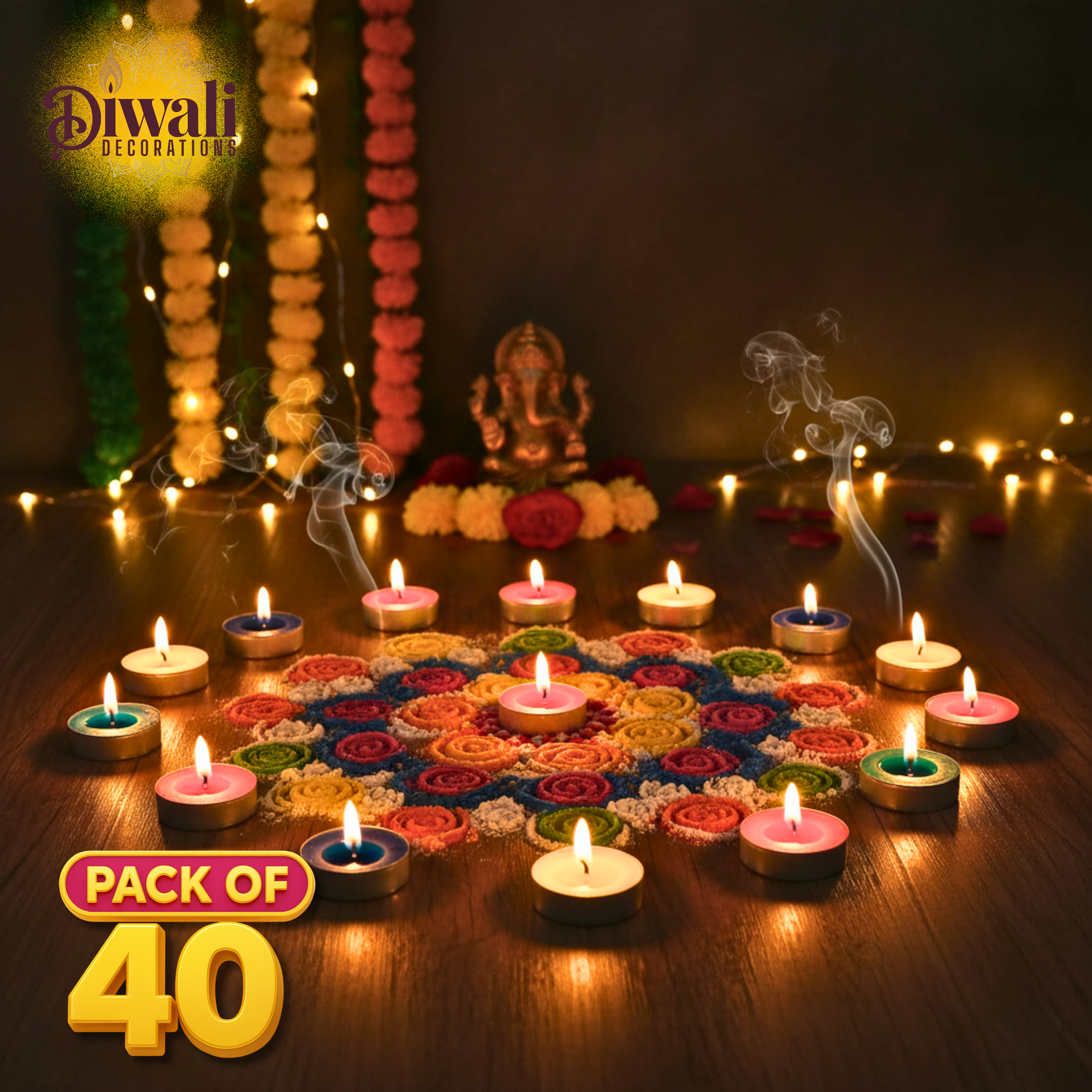 Multi Color Candle Pack of 40 – Smokeless & Odorless Wax Candles
