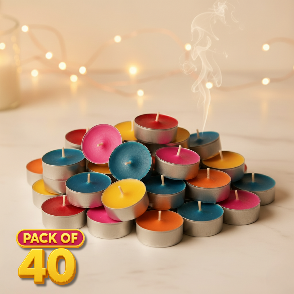 Multi Color Candle Pack of 40 – Smokeless & Odorless Wax Candles