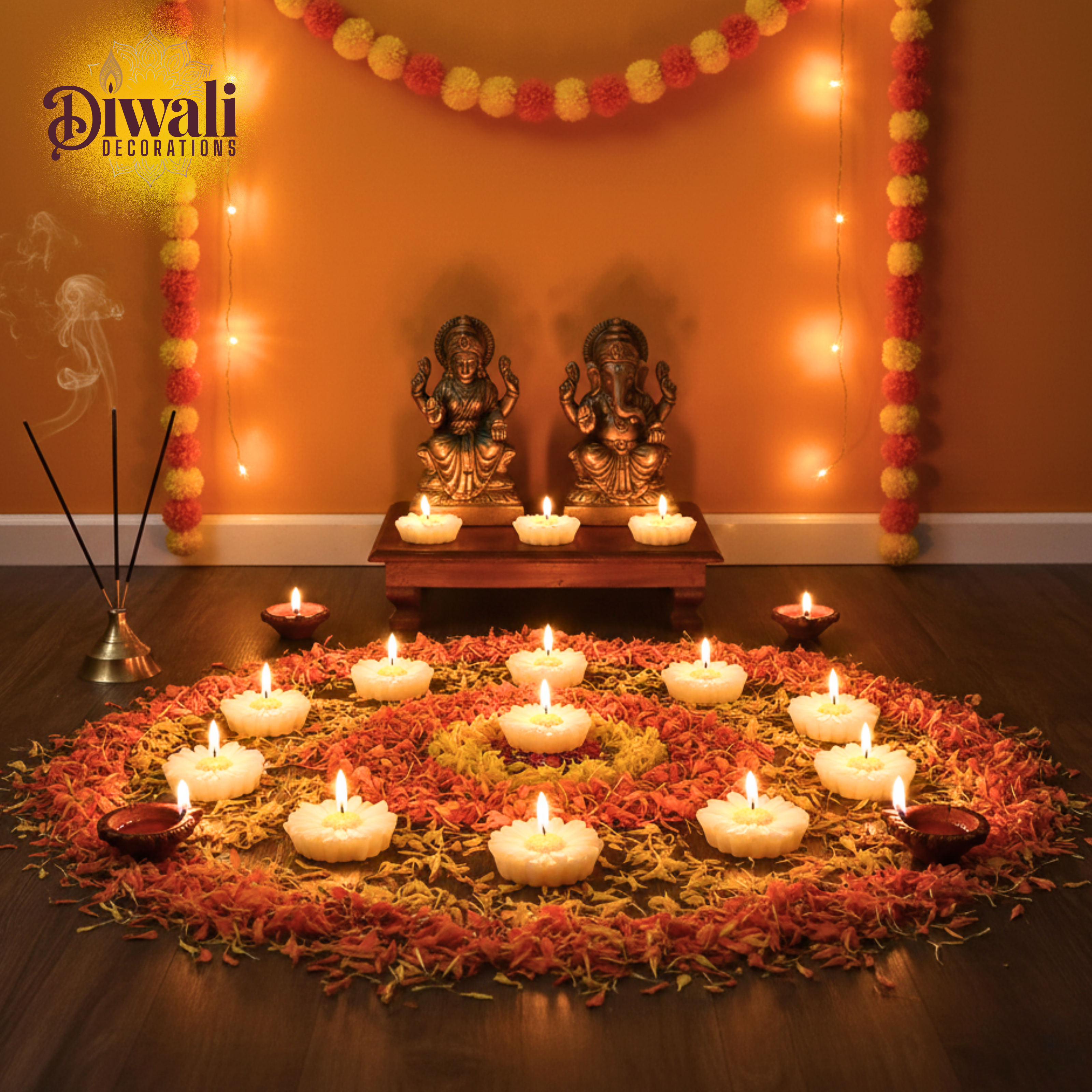 Sunflower Candle Set of 6 – Floral Wax Tea Lights for Festive Decor & Gifting