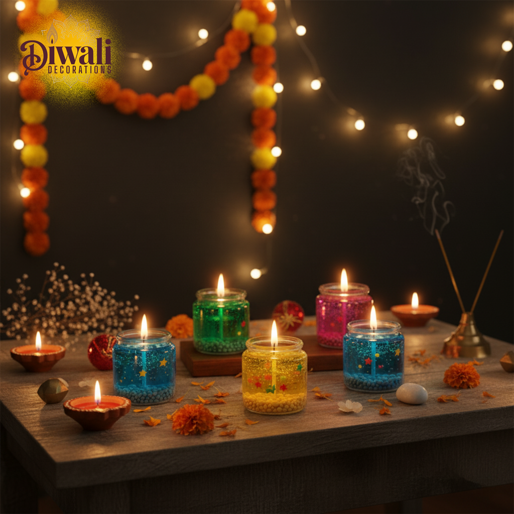 Multicolour Glass Jelly Gel Candles Pack of 6 – Smokeless Decorative Tealights