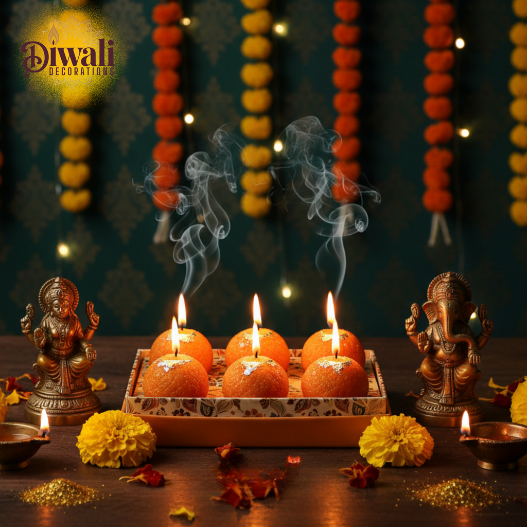 Motichur Laddu Soy Wax Candles Gift Set – Set of 6, Eco-Friendly Decorative Candles