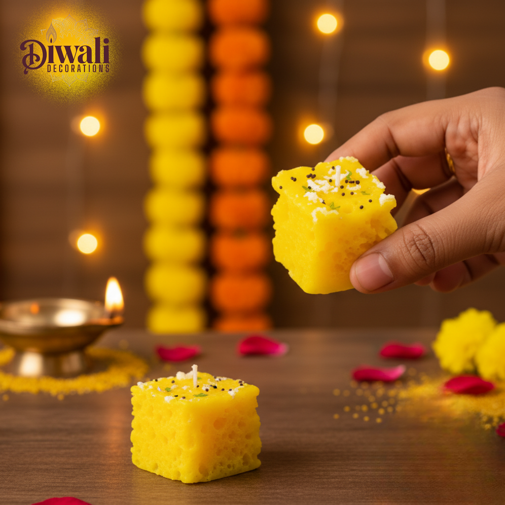 Gujarati Style Dhokla Candle Set – Premium Hand Poured Soy Wax, Set of 4- Diwali Decorations
