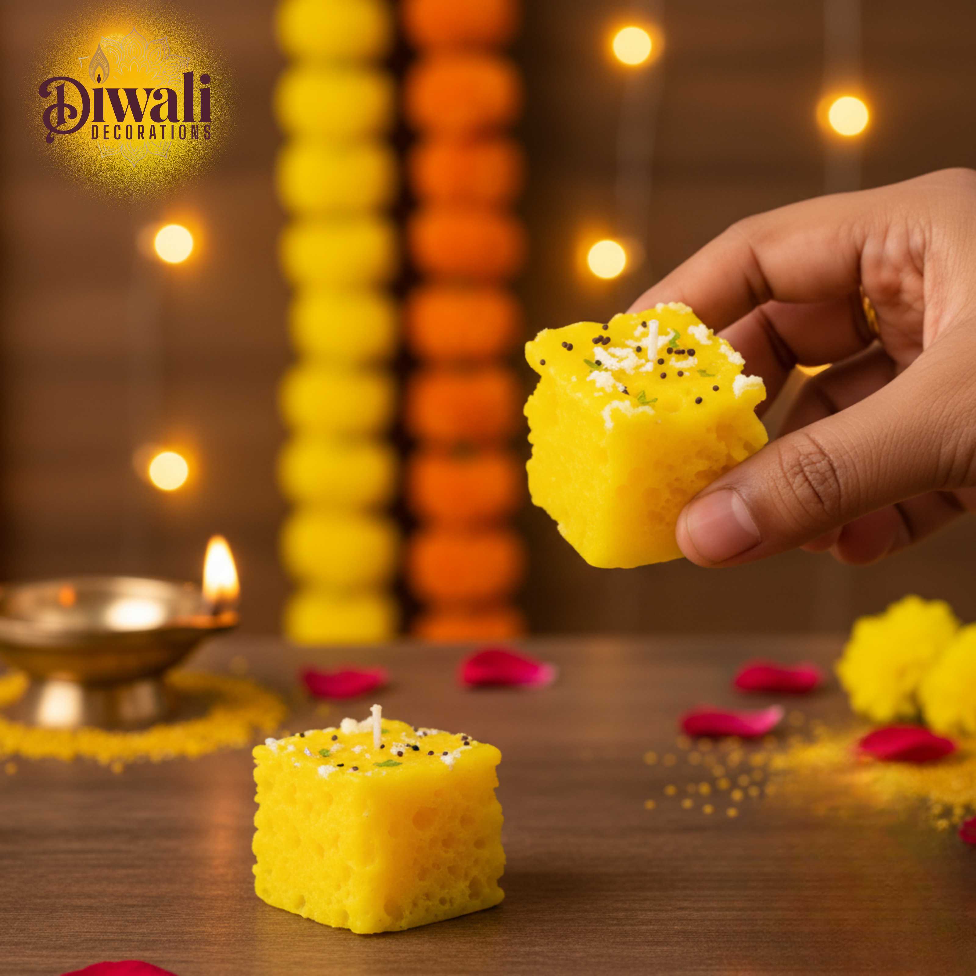 Gujarati Style Dhokla Candle Set – Premium Hand Poured Soy Wax, Set of 4- Diwali Decorations
