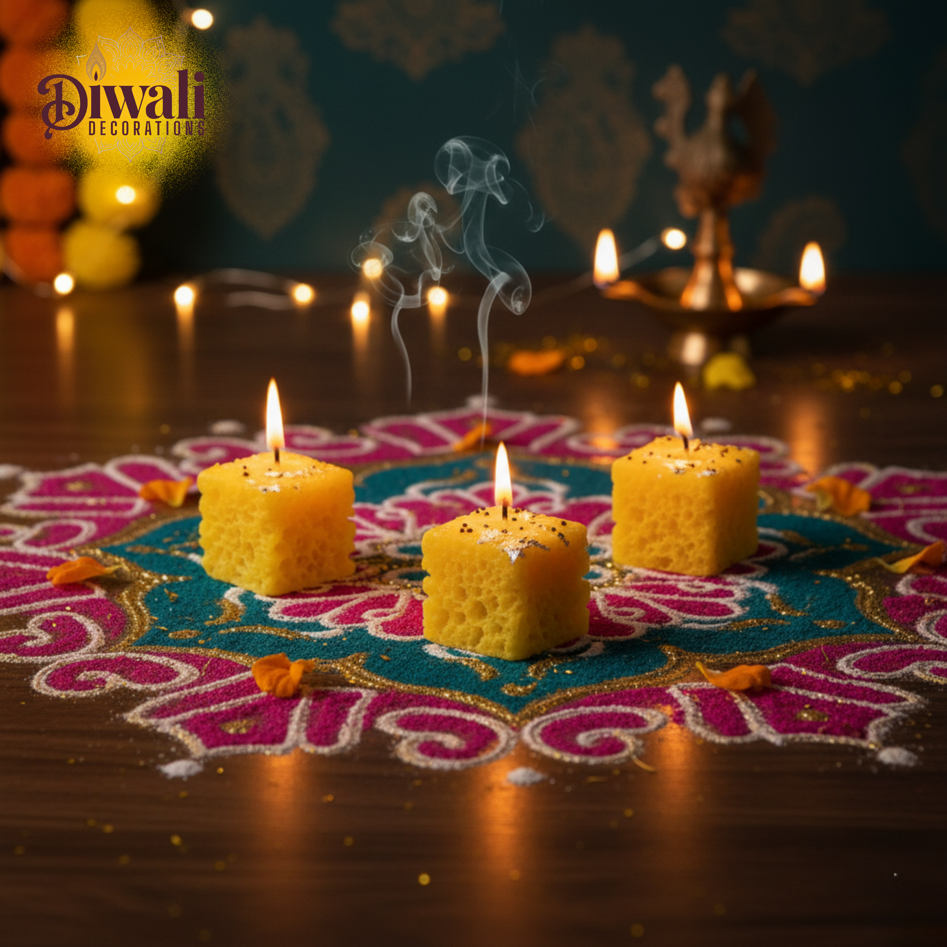Gujarati Style Dhokla Candle Set – Premium Hand Poured Soy Wax, Set of 4- Diwali Decorations