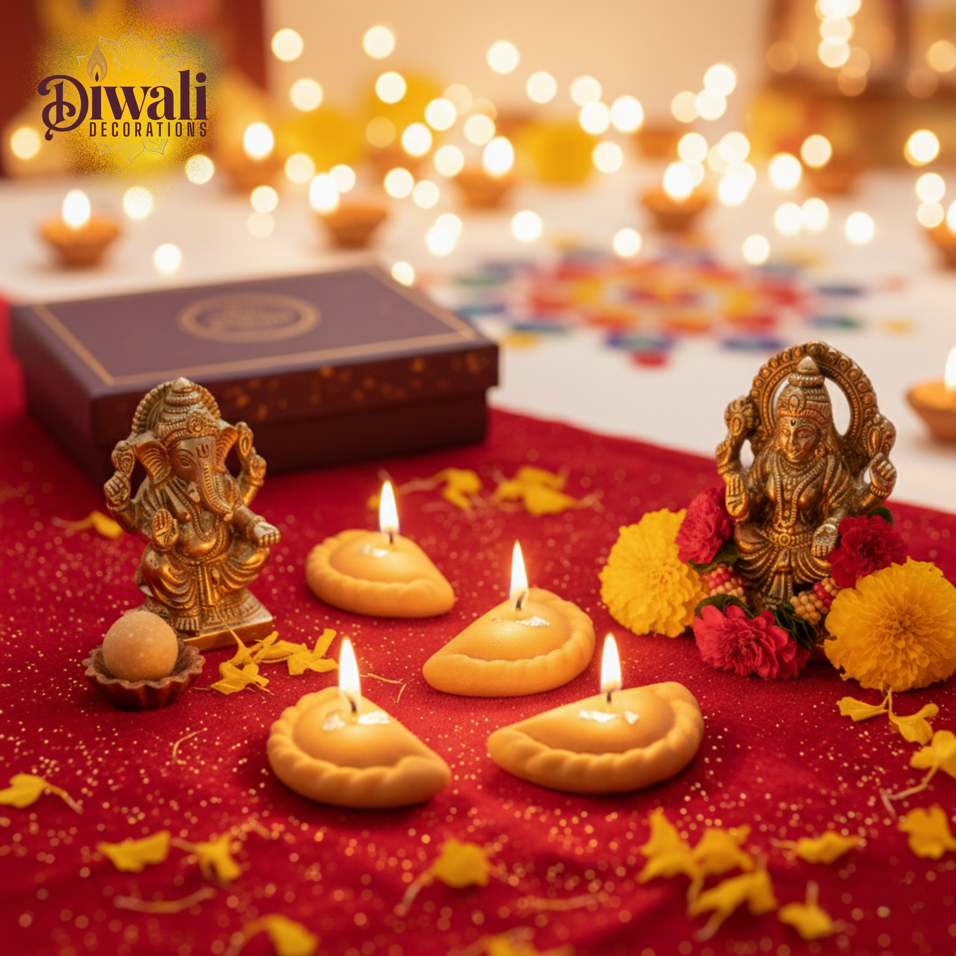 Gujia Shape Candle Set of 4 – Diwali Decorations Candles