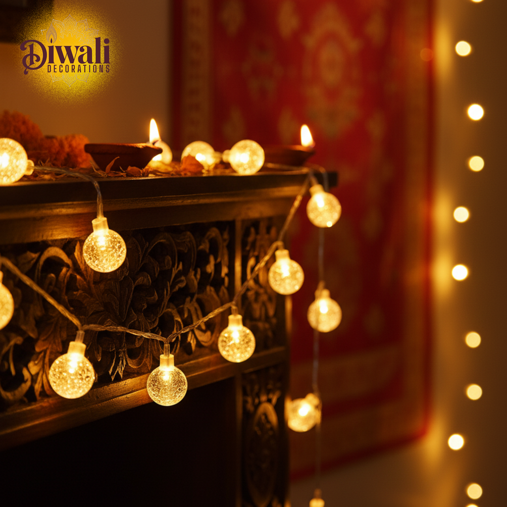14 LED 3 Meter Crystal Ball String Light – Warm White Diwali Light