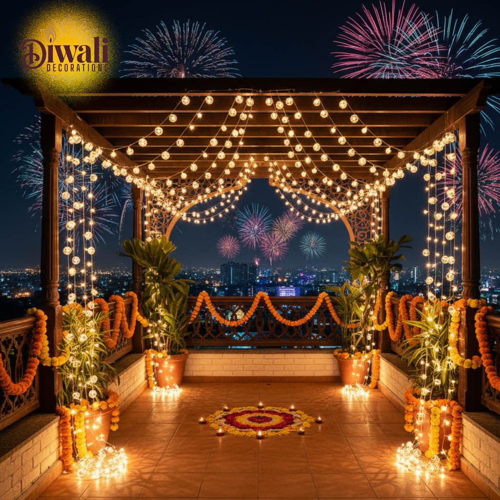 14LED 3M Moroccan Ball String Lights - Warm White, Gold - Diwali Decorations