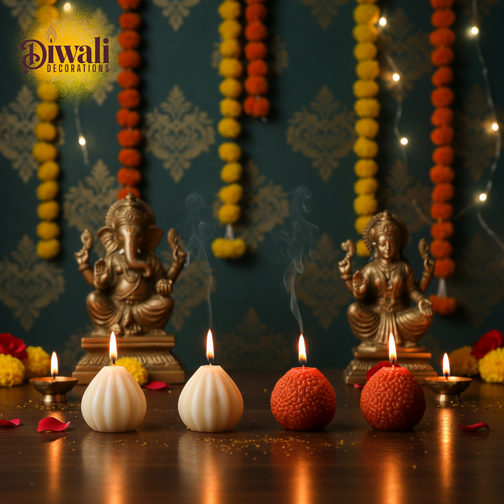 Laddu with Modak Wax Decor Set – Pack of 4