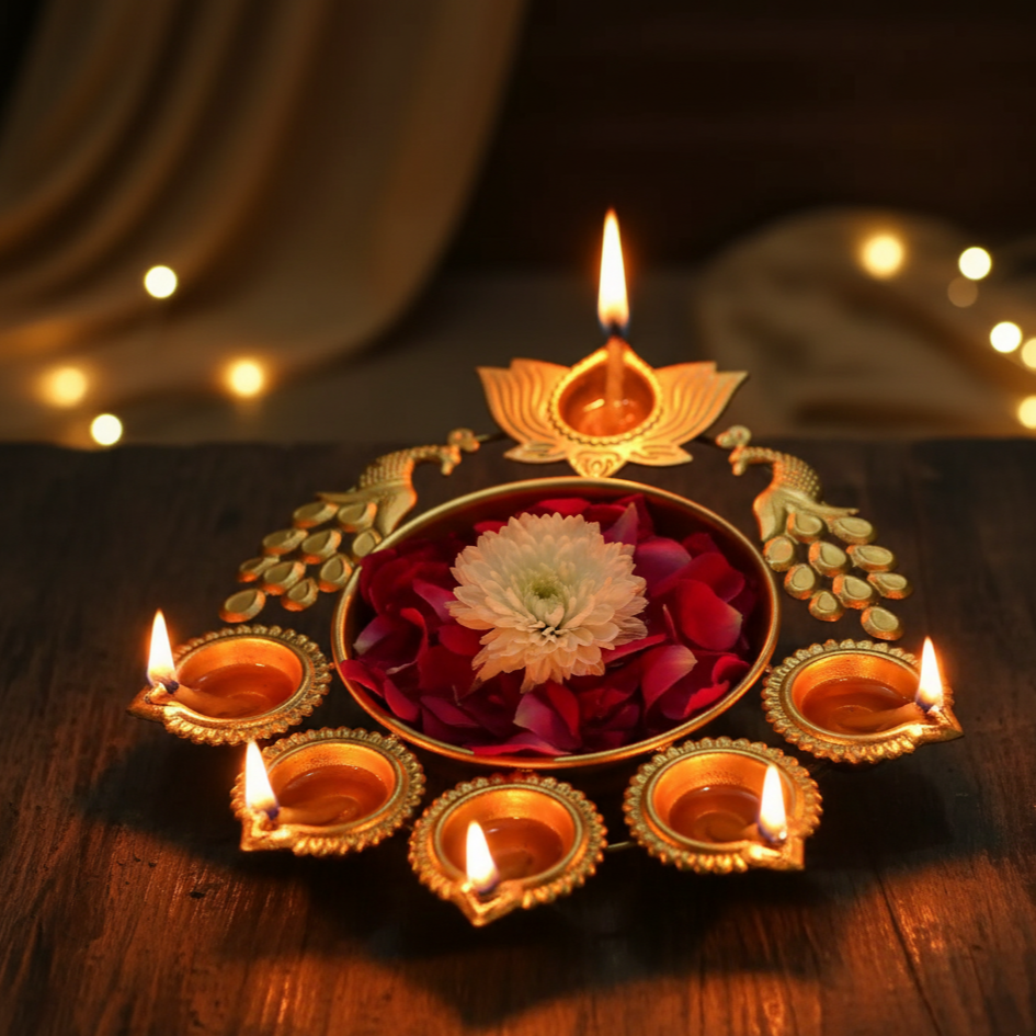 Festive Diya Decoration & Urli — Peacock Candle Holder (Set of 1)