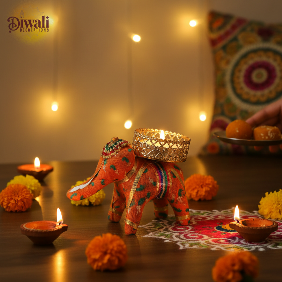 Regal Elephant Candle Light Set (10 pcs) ‒ Perfect for Festive & Home Decor