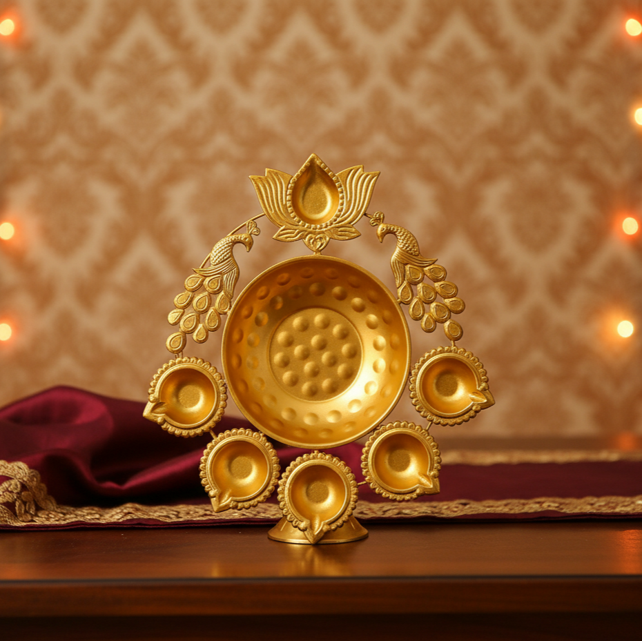 Festive Diya Decoration & Urli — Peacock Candle Holder (Set of 1)